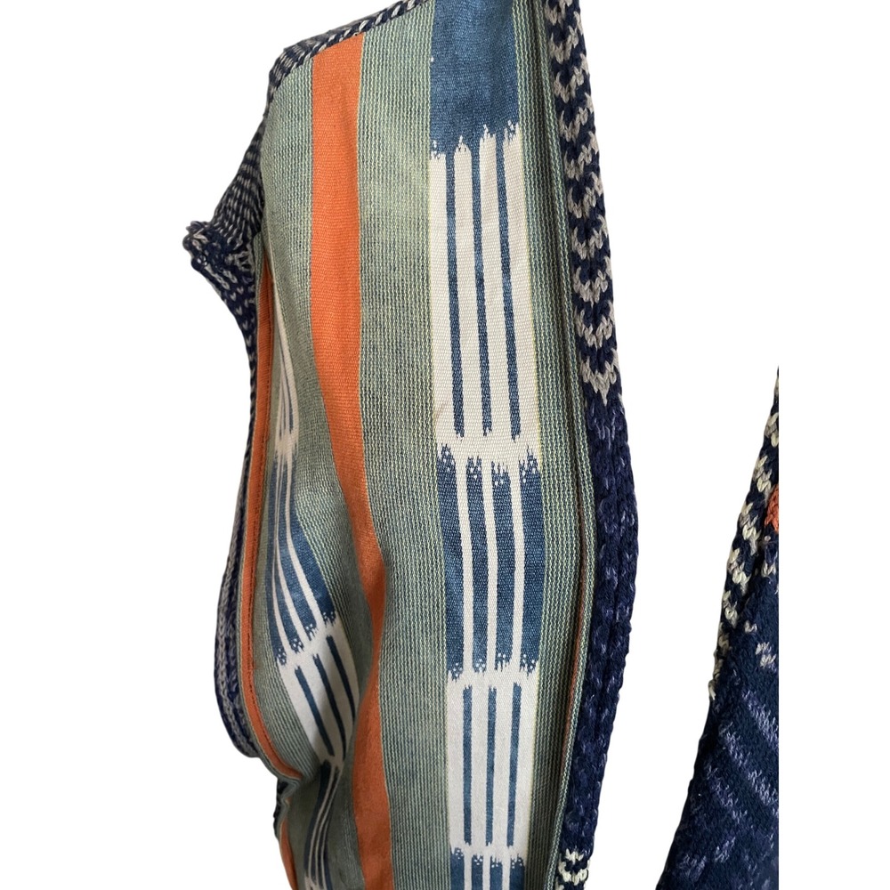 Free People Blue Skies Maxi Vest Patchwork Boho Sweater Duster XS Long Layering - Picture 7 of 7